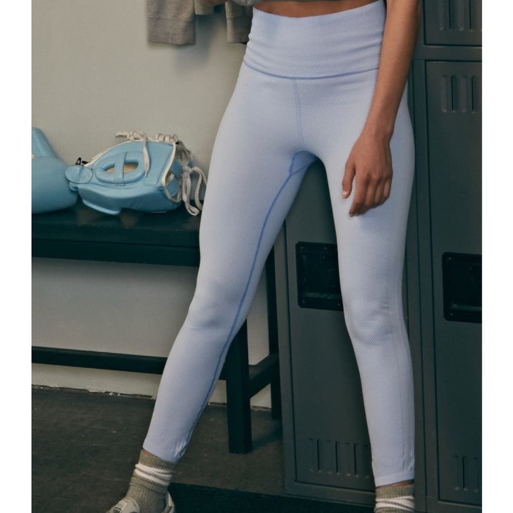NWT free people throw leggings in blue quartz sz S sealed in packaging HP!x3